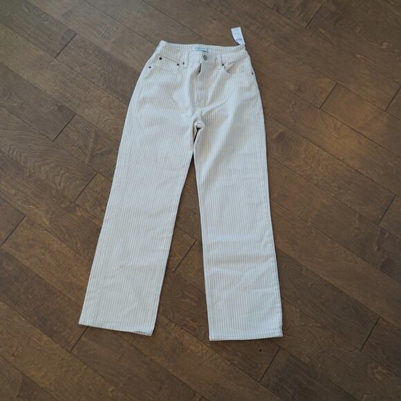 NWT Abercrombie & Fitch Women’s High-Rise 90s Relaxed Jeans Neutral Stripe, 26 S - Picture 2 of 7